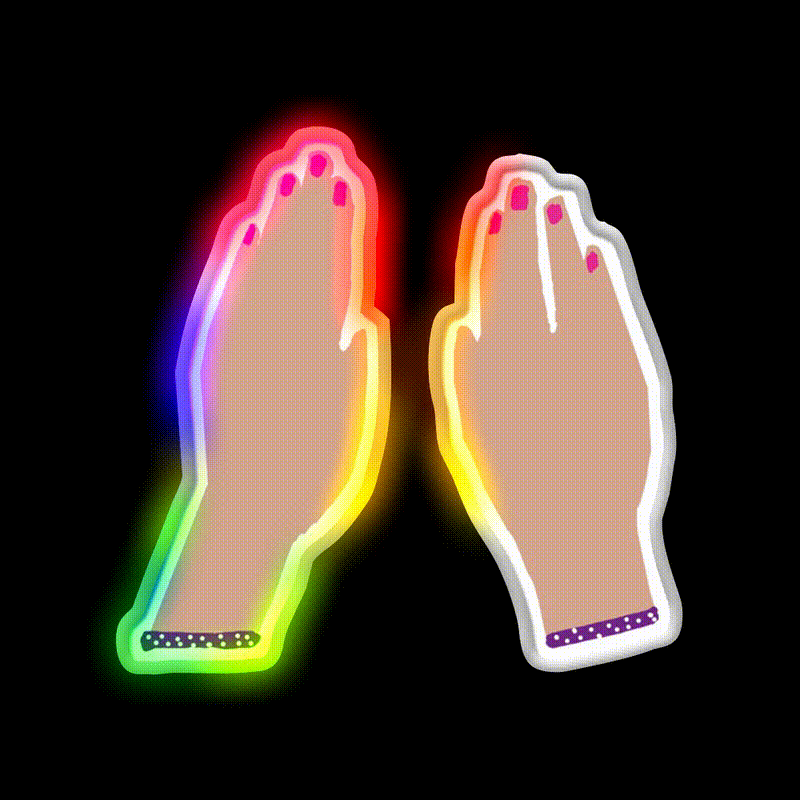 Hands Nail Salon Led Neon Sign Rgb Color - LED neon sign close-up detail