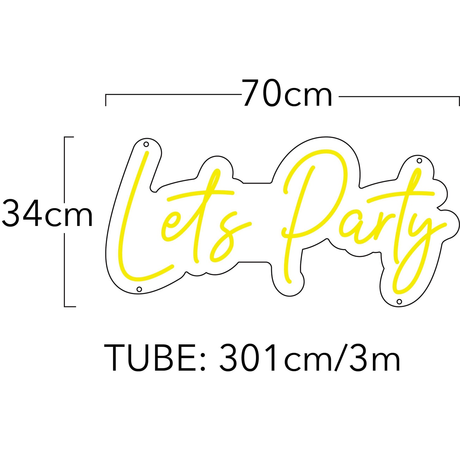 Handwritten Lets Party Yellow Led Neon Sign For Bedroom Wall Decor | Shineneon