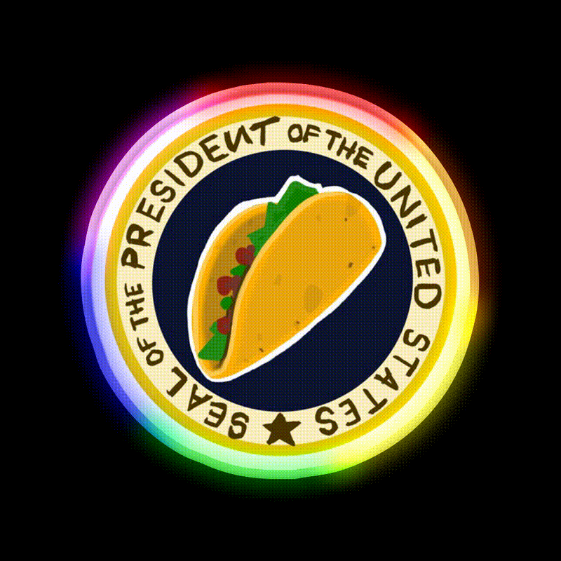 Handwritten Taco Potus Taco Led Neon Sign Mexican Food Sign Rgb Color - LED neon sign close-up detail
