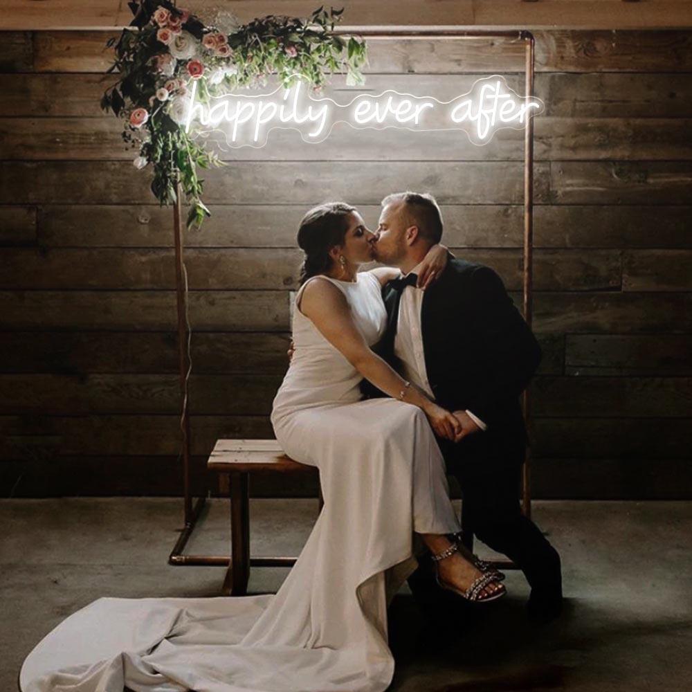 Happily Ever After Led Neon Sign Rustic Wedding Decor | Shineneon