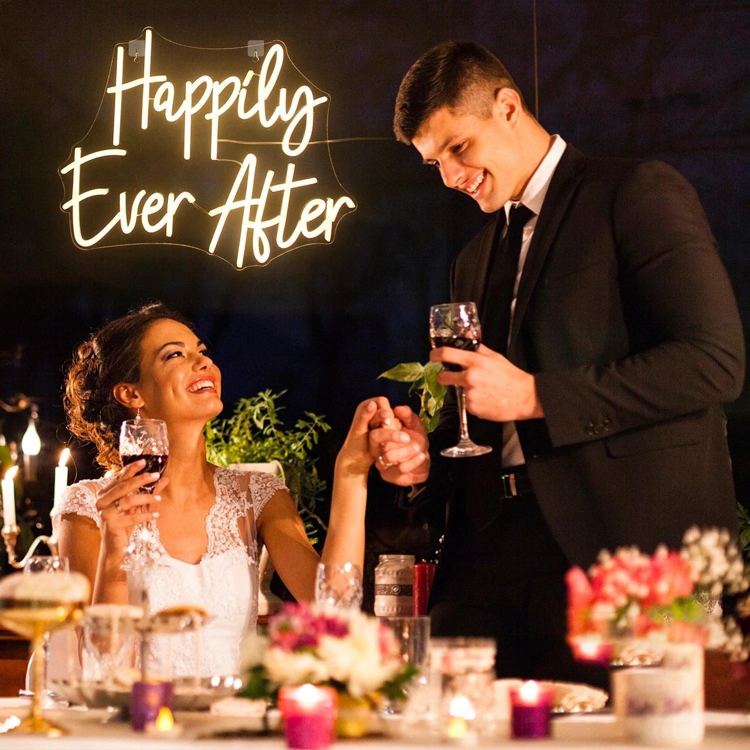 Happily Ever After Warm White Led Neon Sign Wedding Home Decor - Shineneon
