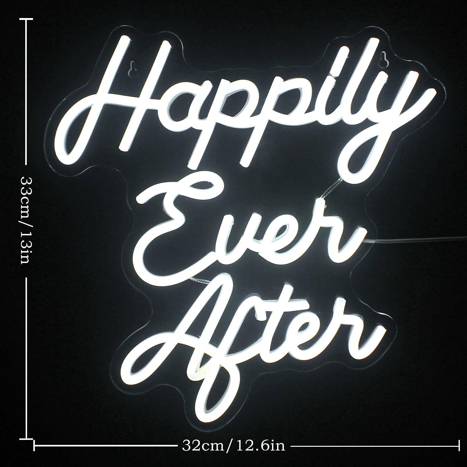 Happily Ever After White Script Led Neon Sign Wedding Anniversary Home Decor - Shineneon
