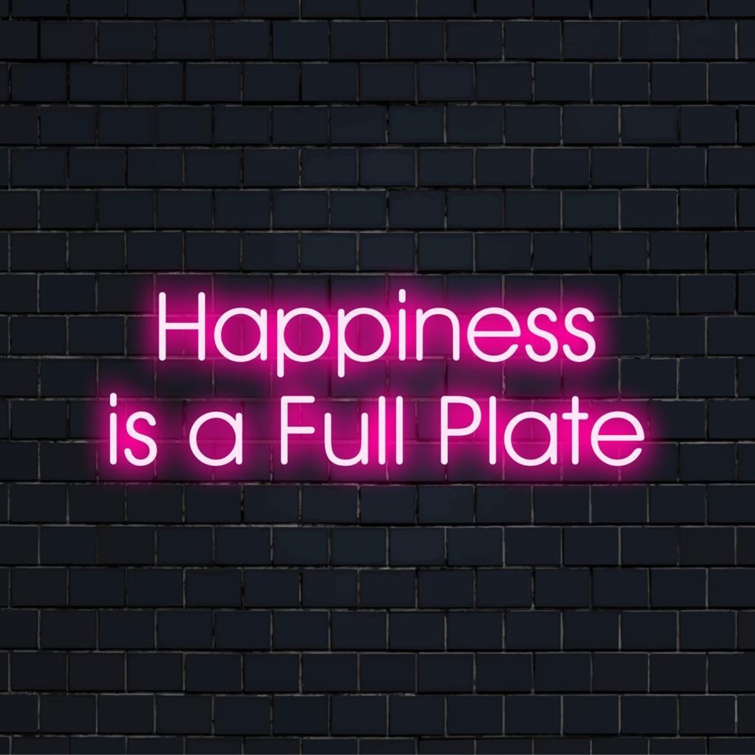 Happiness Is A Full Plate Pink Led Neon Sign For Cozy Cafe Home Dining | Shineneon
