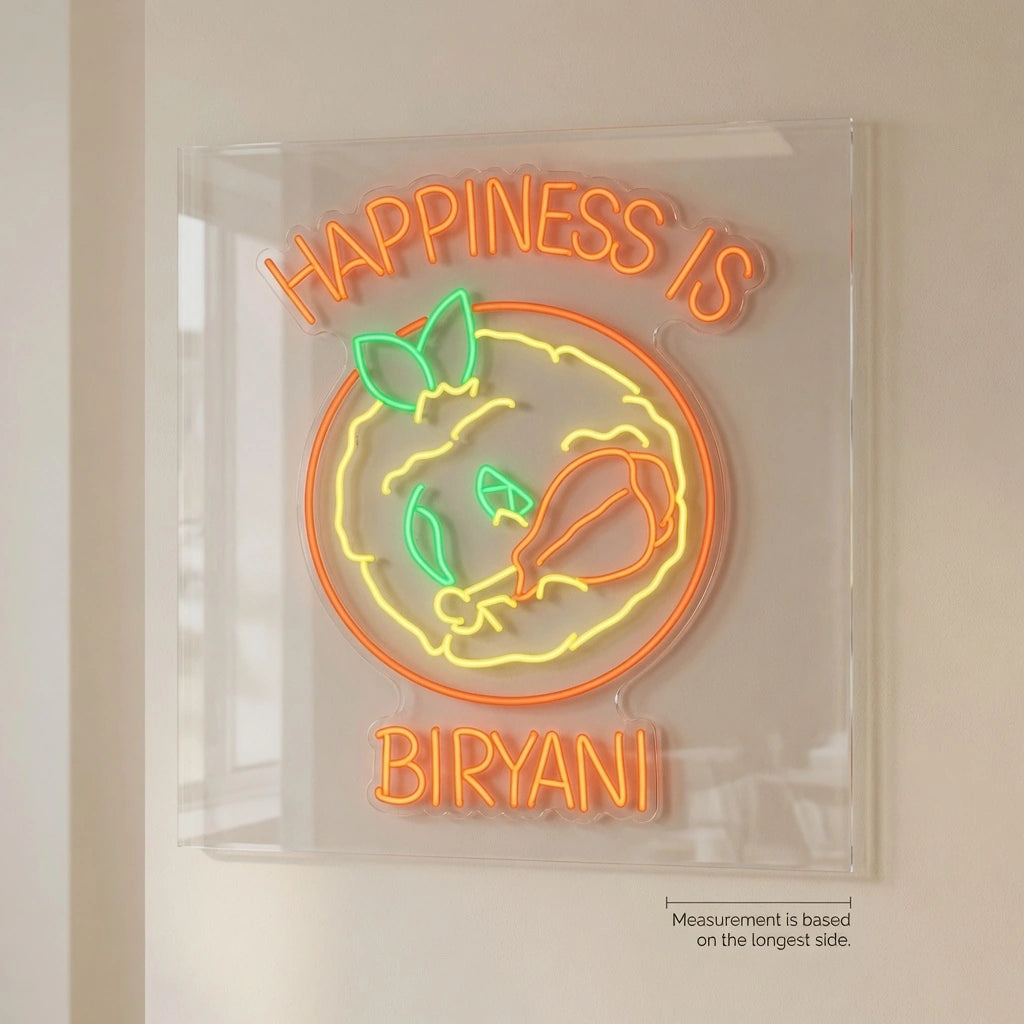 Happiness Is Biyani Wall Decor LED Neon Sign - 04 Size Image