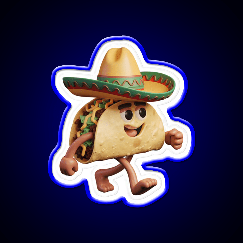 Happy 3D Taco In Festive Sombrero Taco Led Neon Sign Rgb Color - Shineneon