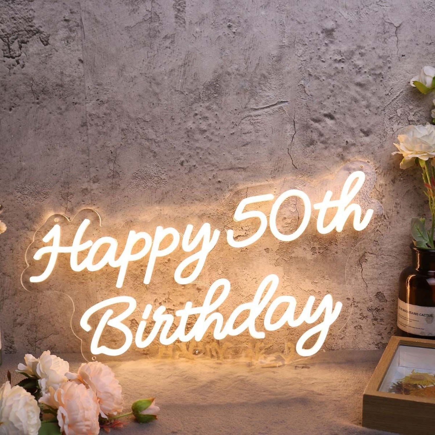 Happy 50th Birthday Yellow Led Neon Sign - Shineneon