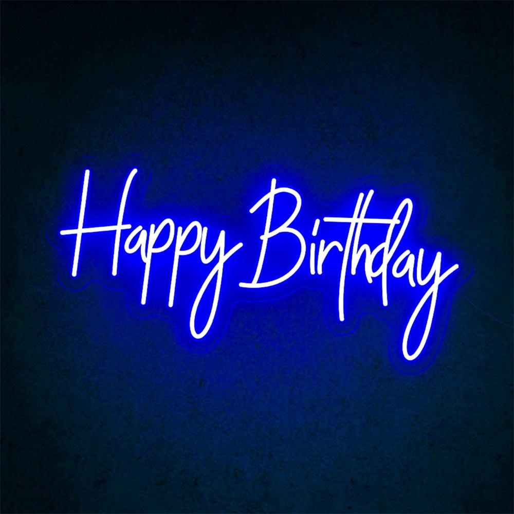 Happy Birthday Led Neon Sign White Handwritten Style Indoor Party Decor | Shineneon
