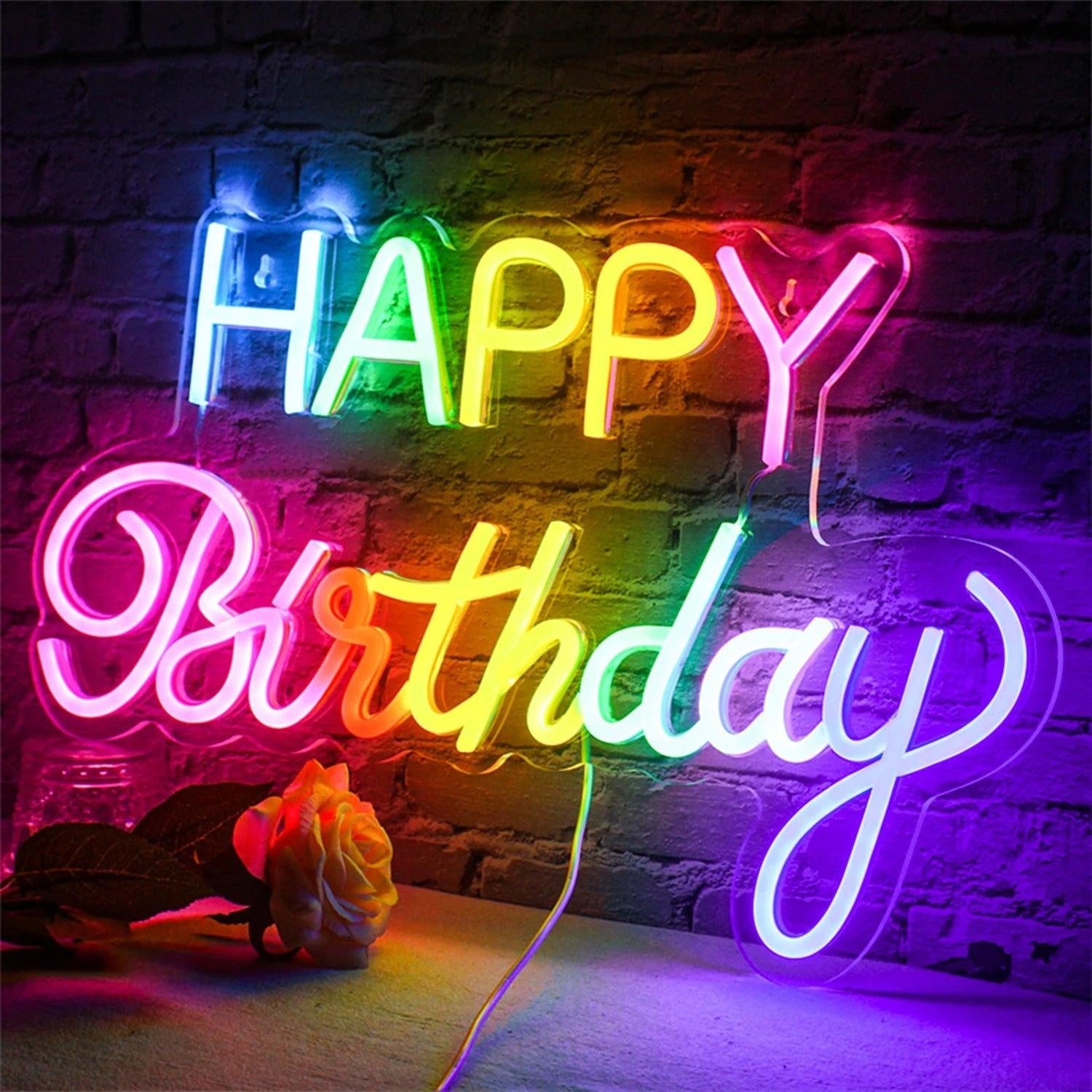 Happy Birthday Multicolor Gradient Led Neon Sign For Indoor Party Decor - Shineneon
