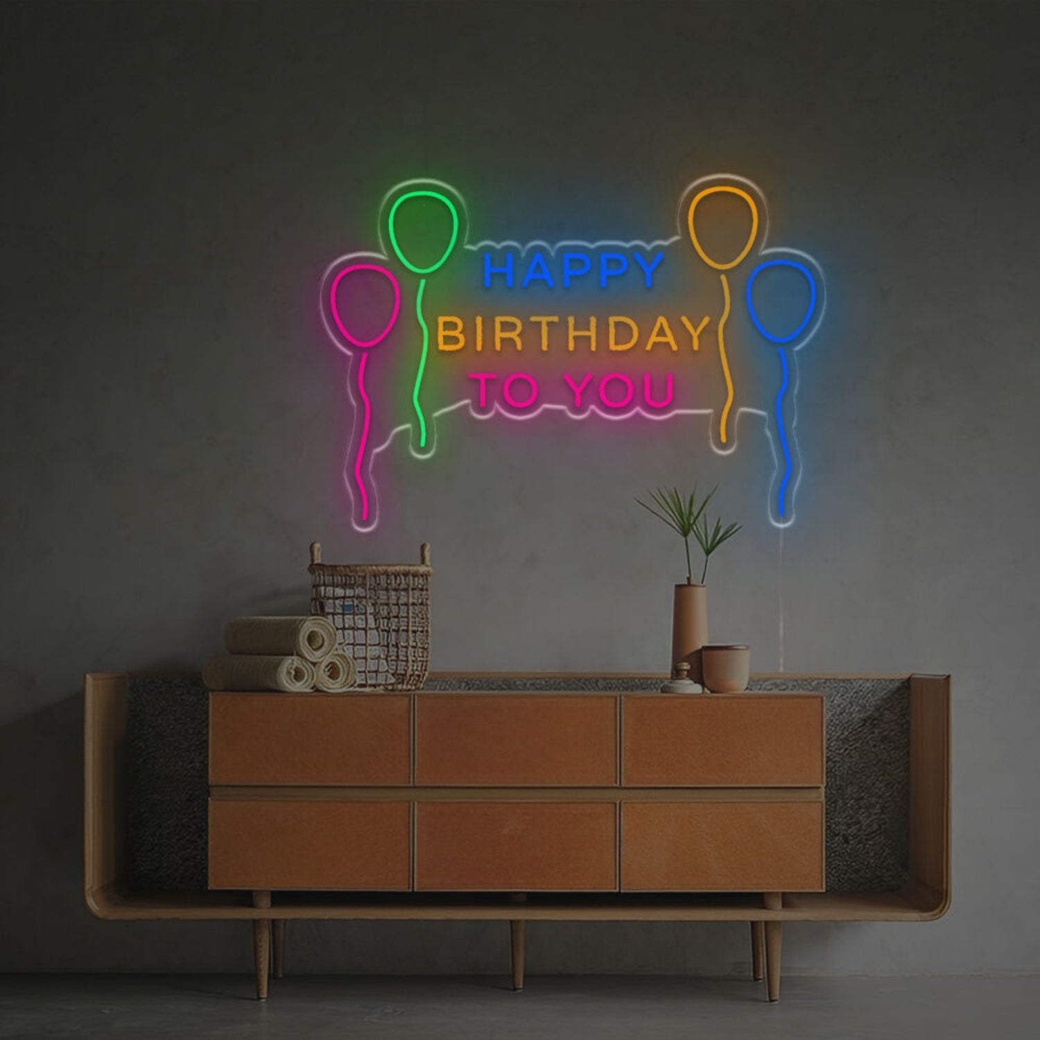 Happy Birthday To You With Balloons Led Neon Sign | Shineneon