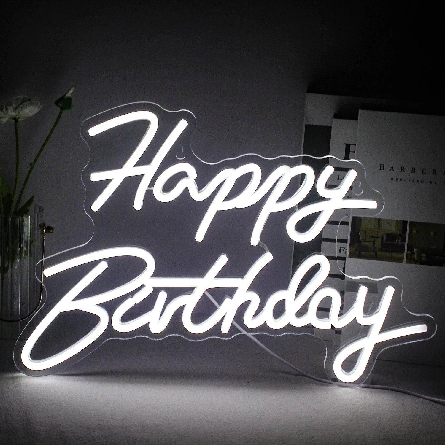 Happy Birthday Warm Yellow Led Neon Sign For Indoor Party Decor - Shineneon