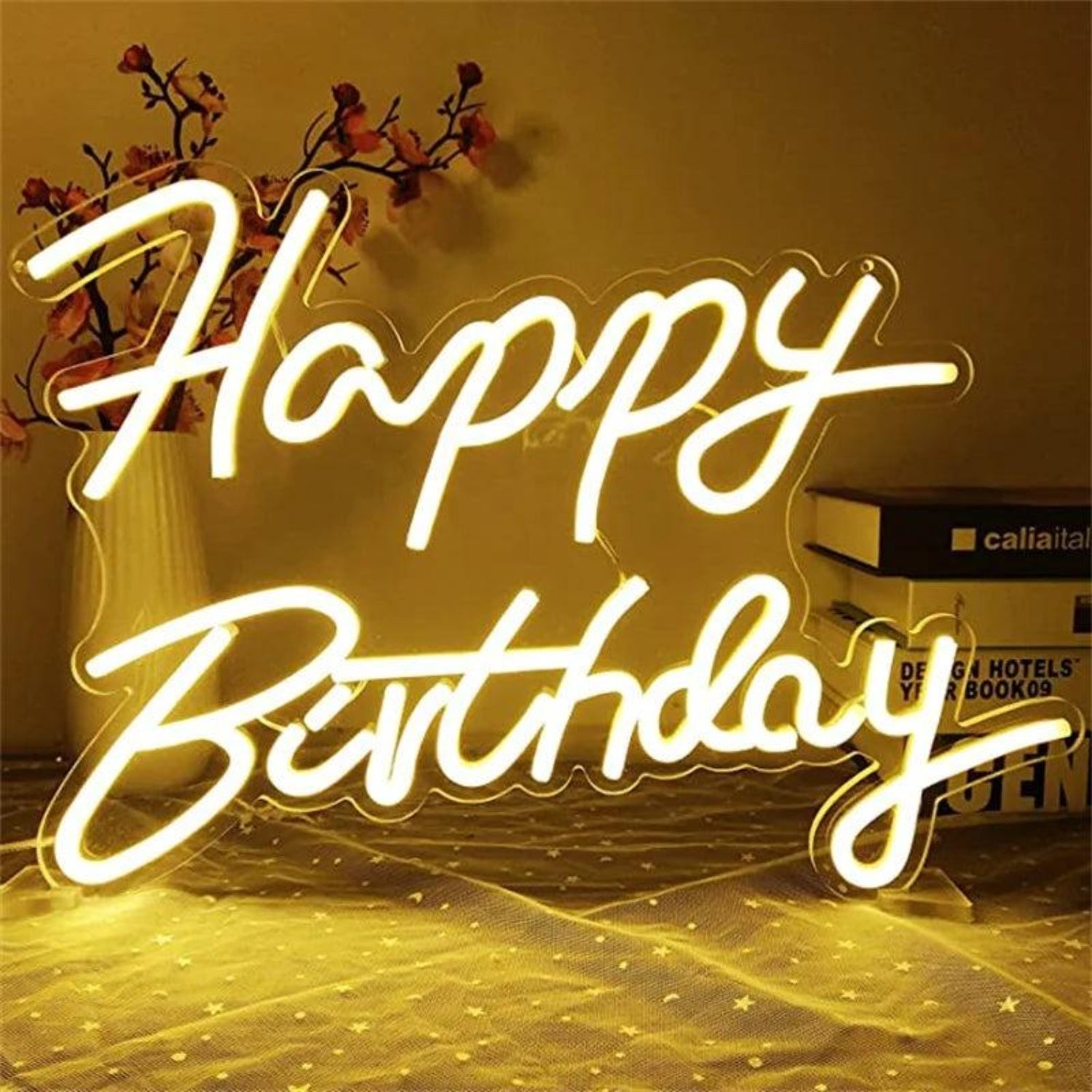 Happy Birthday Warm Yellow Led Neon Sign For Indoor Party Decor - Shineneon