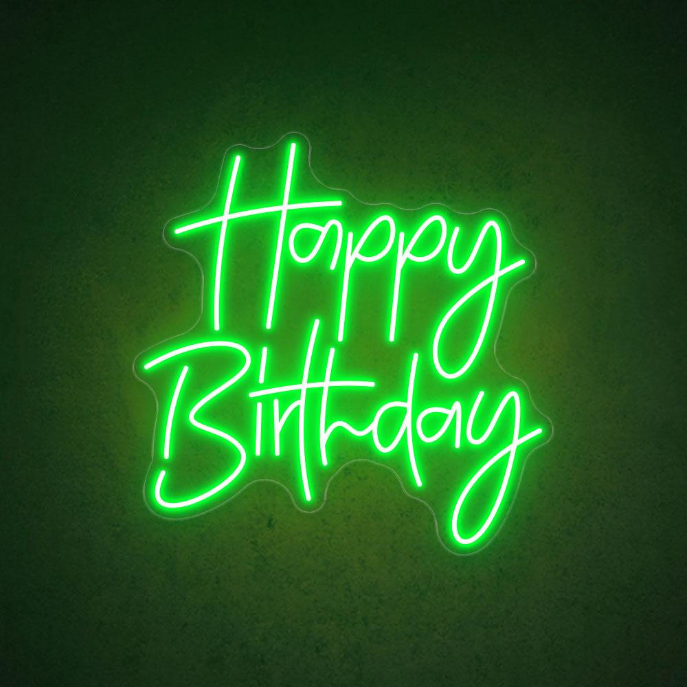 Happy Birthday White Handwritten Led Neon Sign For Indoor Party Decor | Shineneon