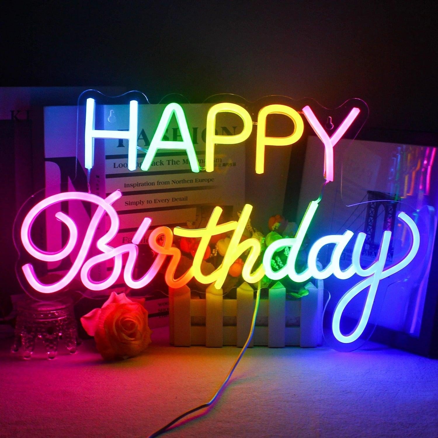 Happy Birthday White Led Neon Sign Indoor Party Decor - Shineneon