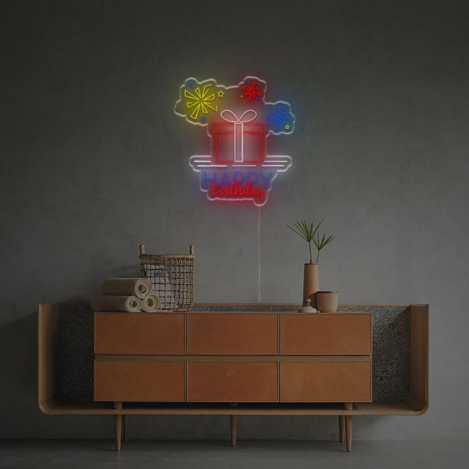 Happy Birthday With A Gift Led Neon Sign | Shineneon