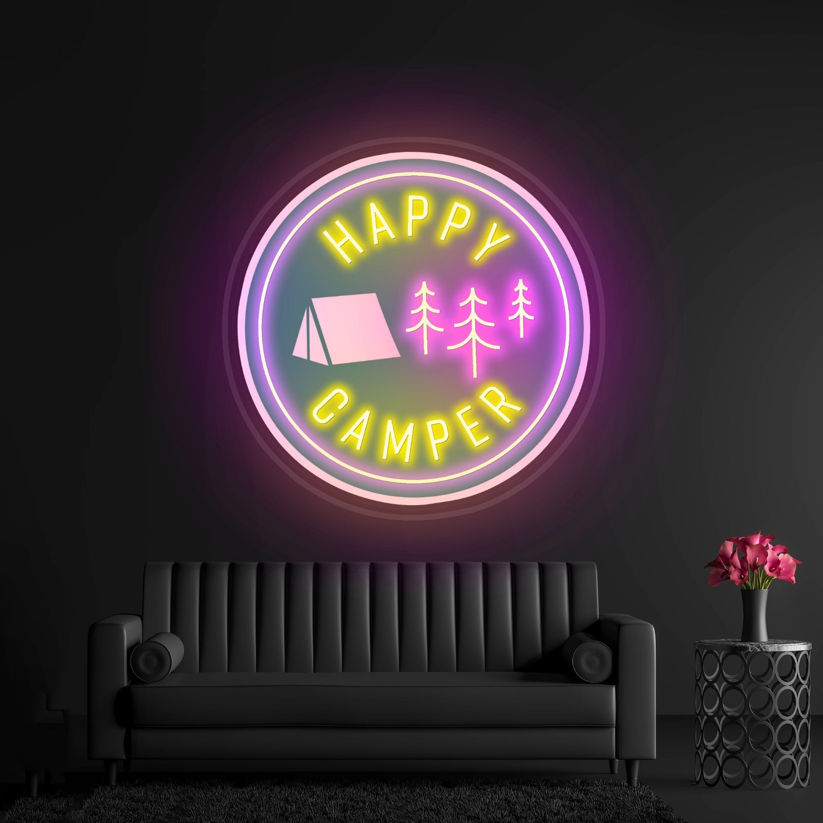 Happy Camper Green Tent Outdoor Neon Signs - Shineneon