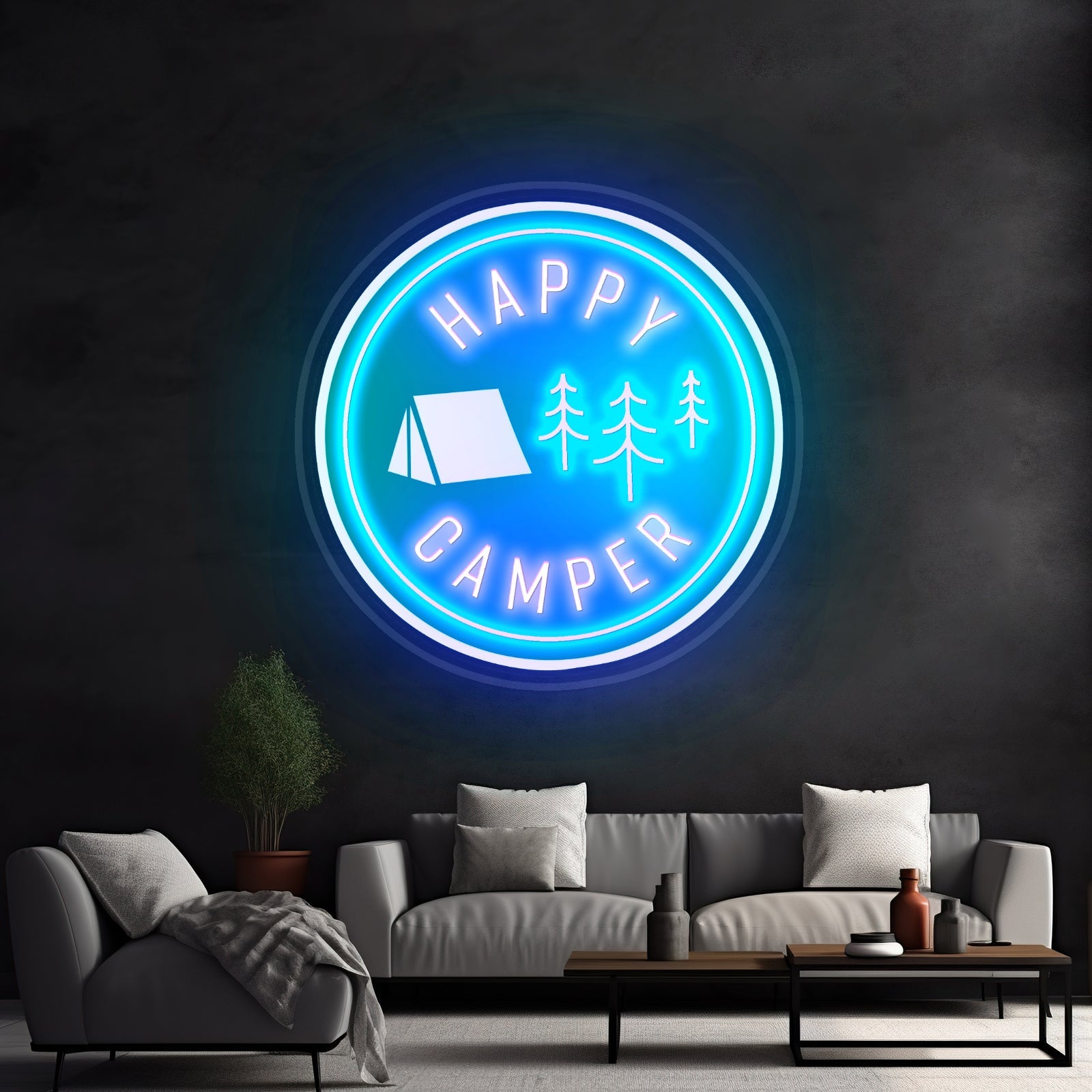 Happy Camper Green Tent Outdoor Neon Signs - Shineneon