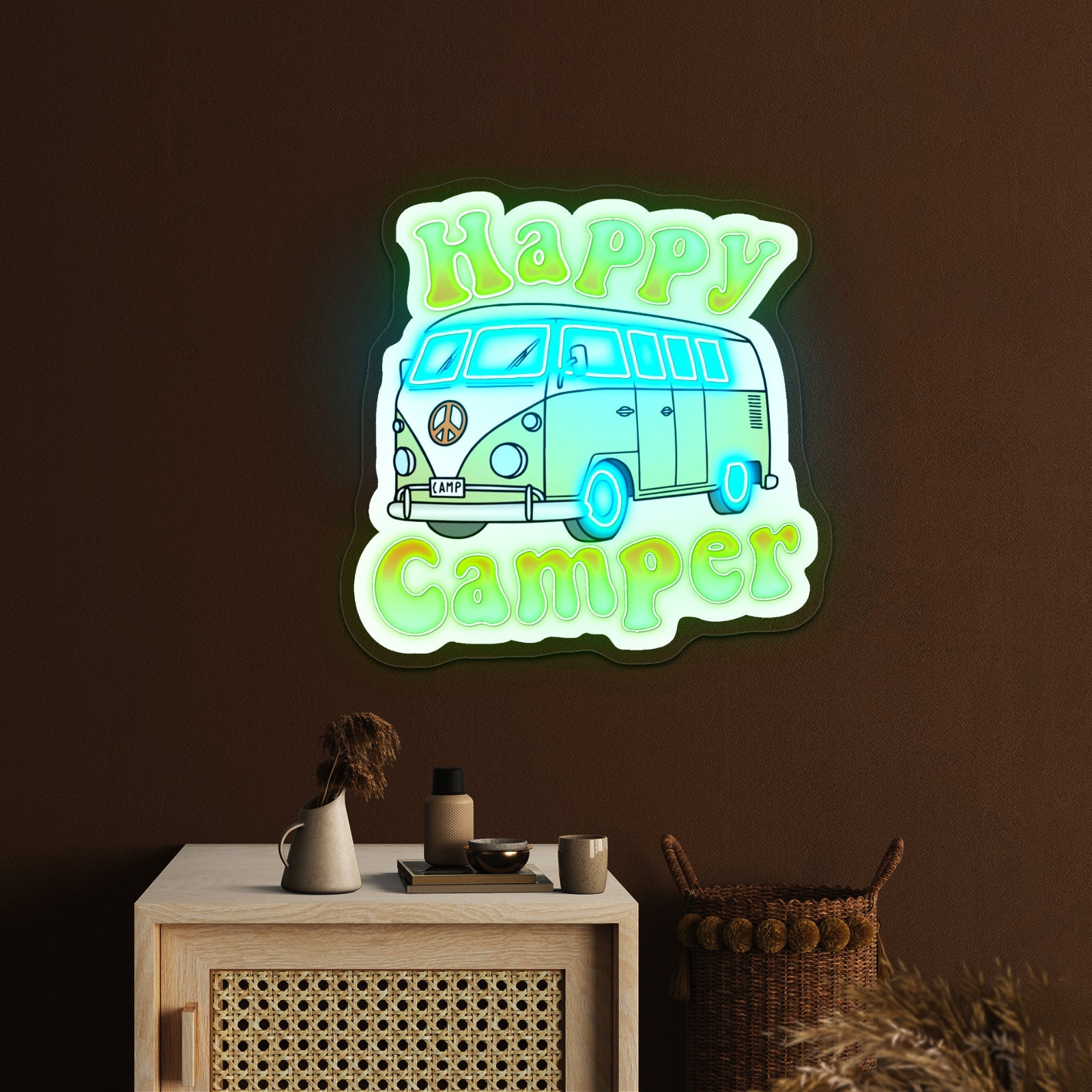 Happy Camper Nature Personalized Neon Sign - Shineneon