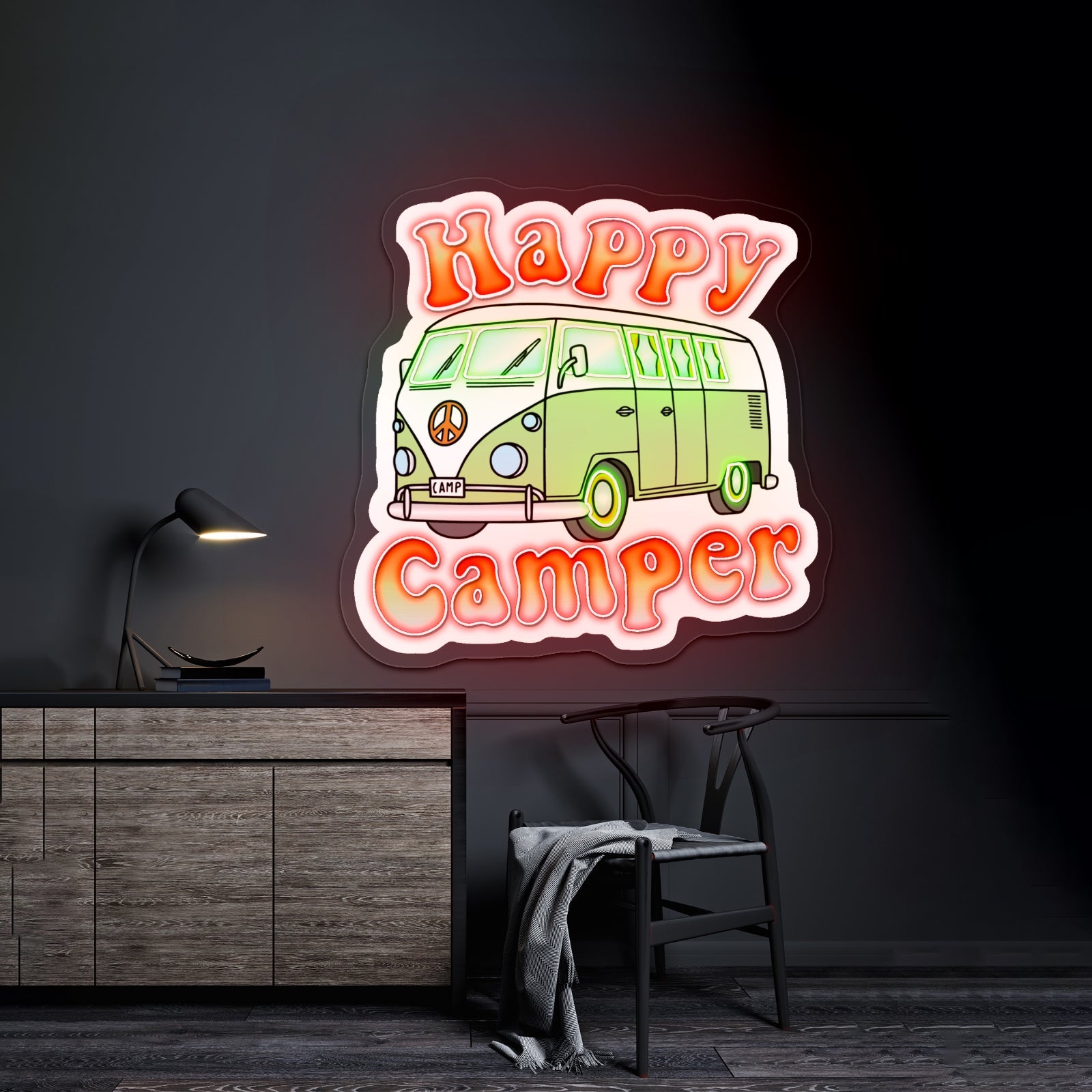 Happy Camper Nature Personalized Neon Sign - Shineneon