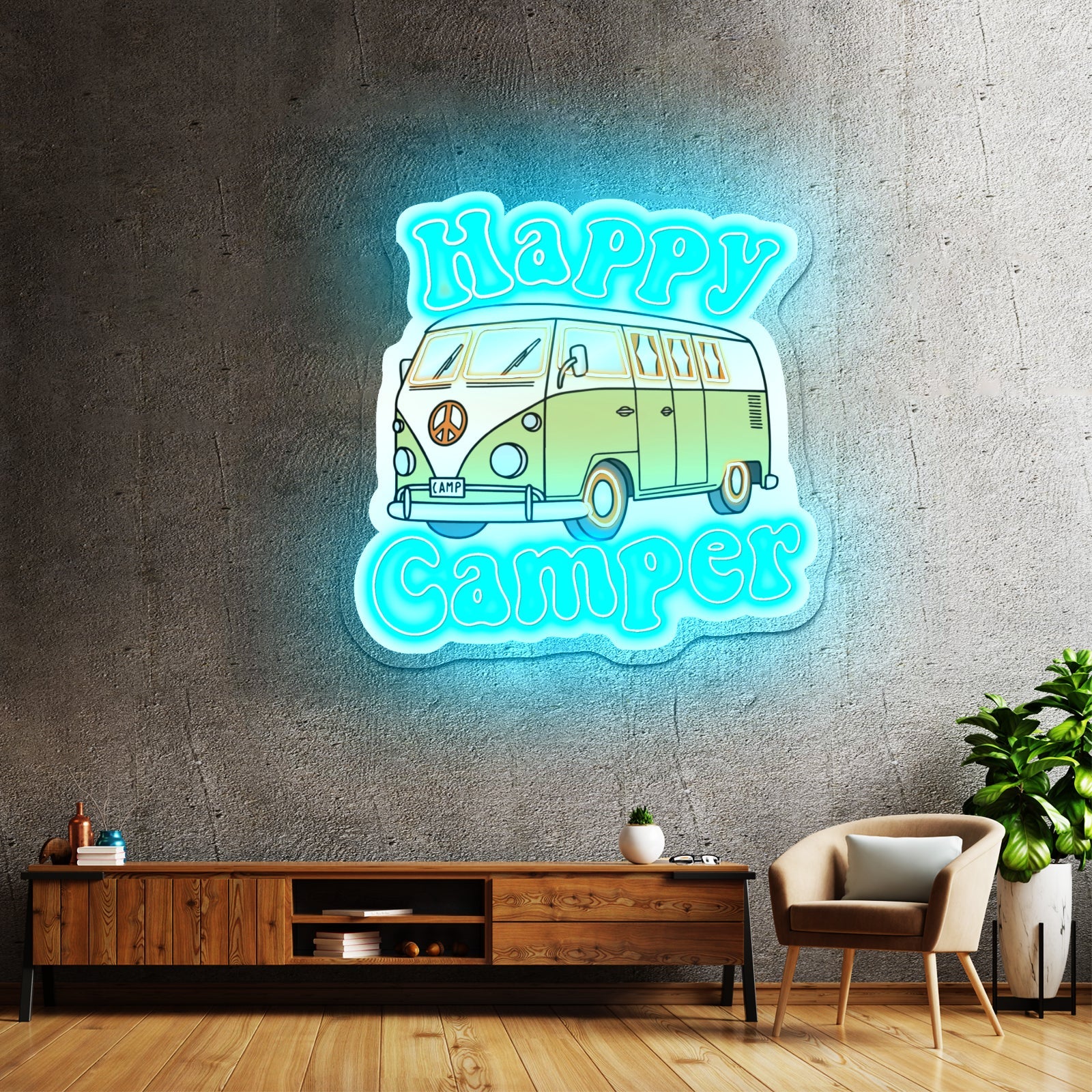 Happy Camper Nature Personalized Neon Sign - Shineneon