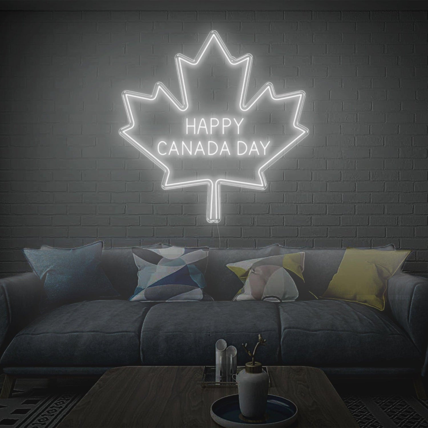 Happy Canada Day Blue-White Maple Leaf Led Neon Sign Home Decor | Shineneon