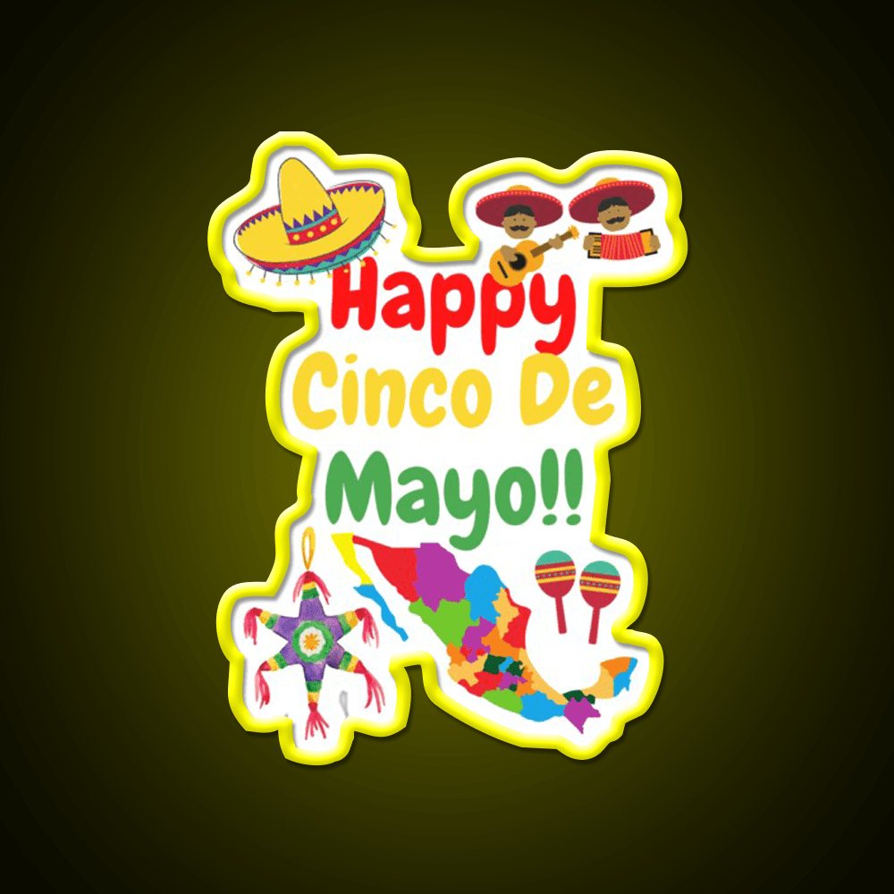 Happy Cinco De Mayo Party Drink Tequila Led Neon Sign Rgb Color - Shineneon