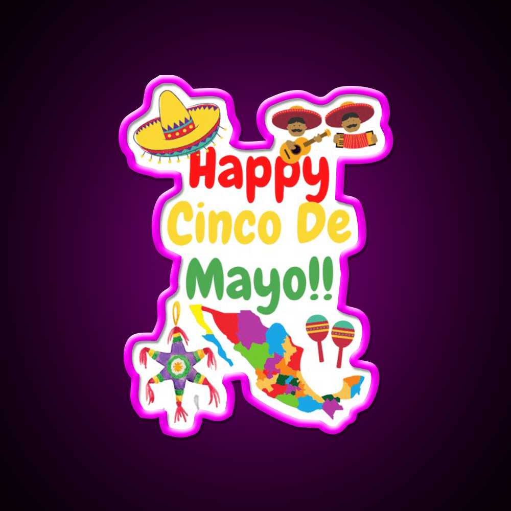 Happy Cinco De Mayo Party Drink Tequila Led Neon Sign Rgb Color - Shineneon