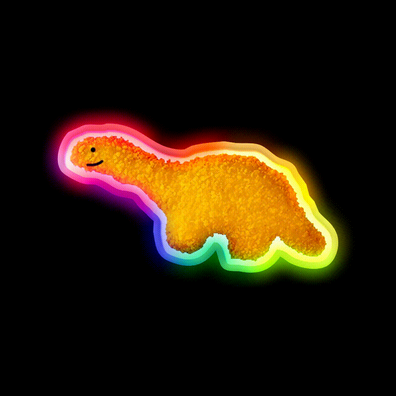 Happy Dino Nugget Fast Food Led Neon Sign For Burger Place Rgb Color - LED neon sign close-up detail