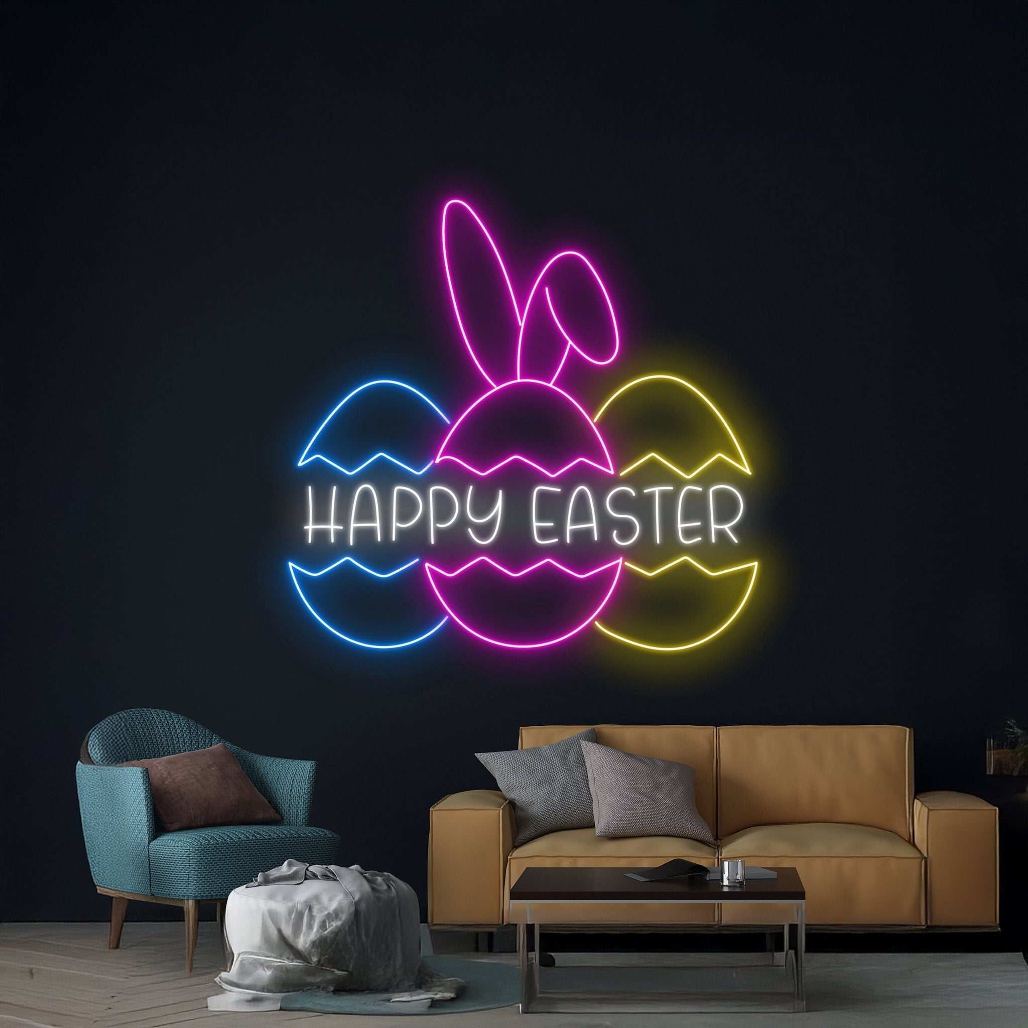 Happy Easter Neon Sign Easter Neon Light Easter Room Wall Decor - Shineneon