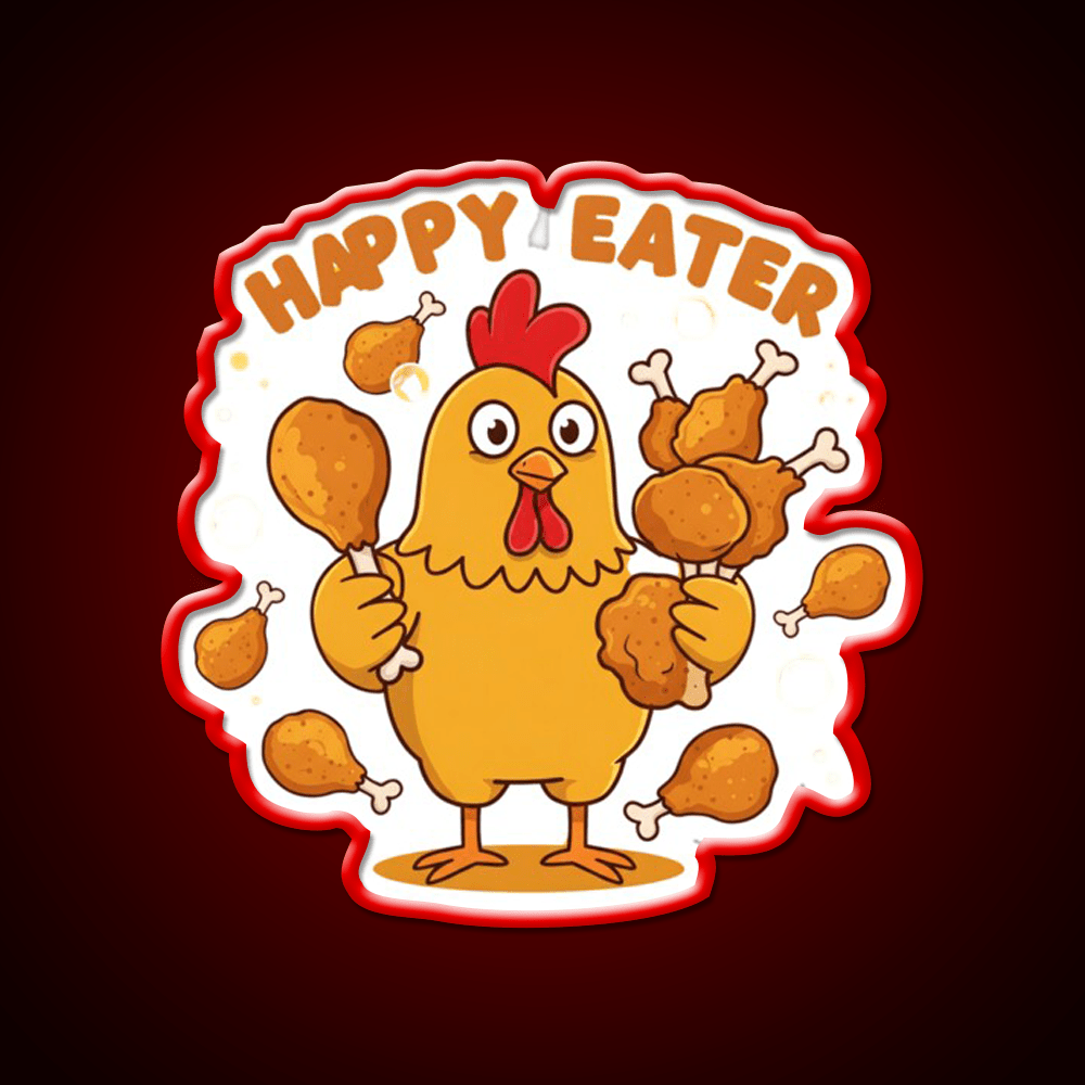 Happy Eater Joke Fast Food Led Neon Sign For Burger Place Rgb Color - Shineneon
