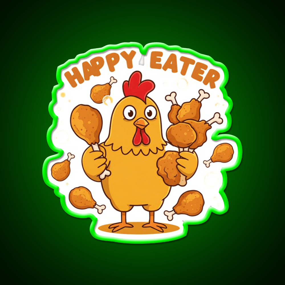 Happy Eater Joke Fast Food Led Neon Sign For Burger Place Rgb Color - Shineneon