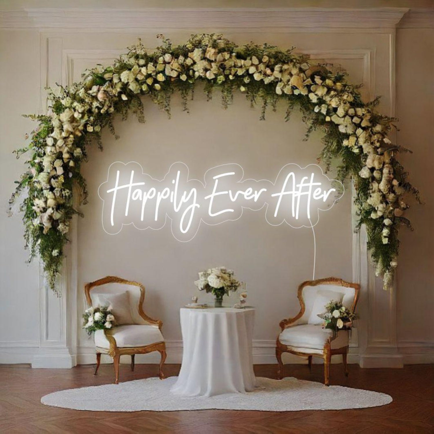 Happy Ever After White Glow Led Neon Sign For Wedding Floral Arch Decor | Shineneon