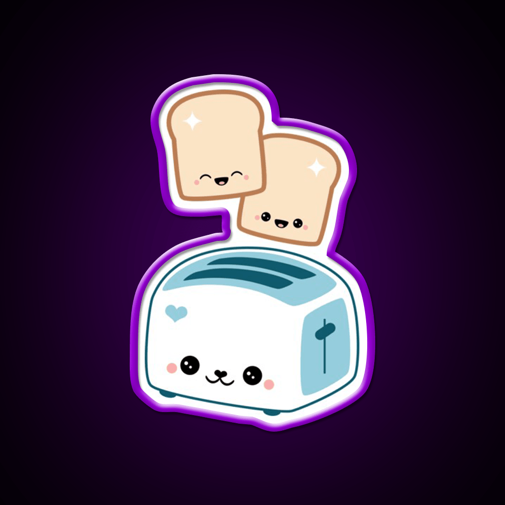 Happy Flying Toast Twins Snack Food Led Neon Sign Rgb Color - Shineneon