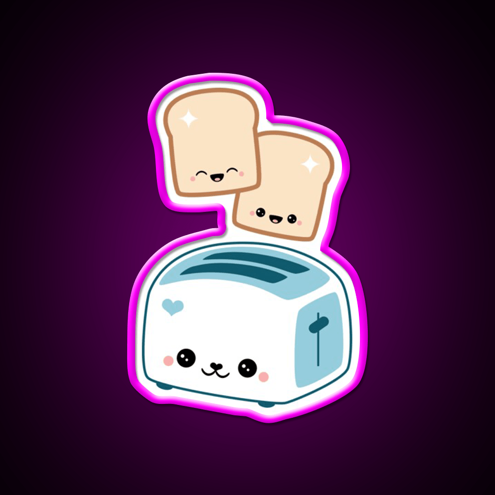 Happy Flying Toast Twins Snack Food Led Neon Sign Rgb Color - Shineneon