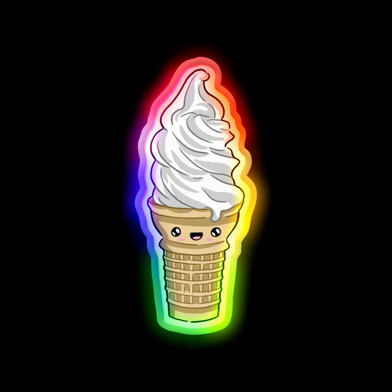 Happy Food Ice Cream Fast Food Led Neon Sign For Burger Place Rgb Color - LED neon sign close-up detail