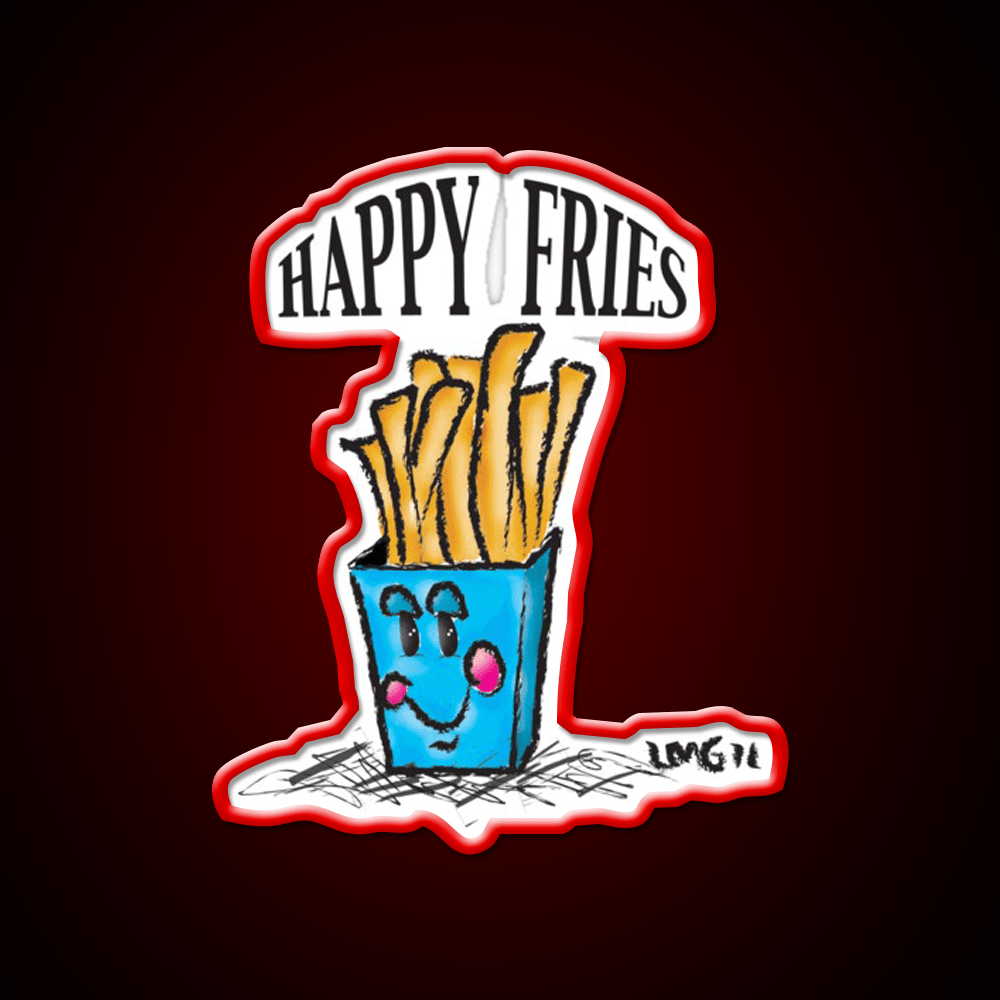Happy Fries Fast Food Led Neon Sign For Burger Place Rgb Color - Shineneon