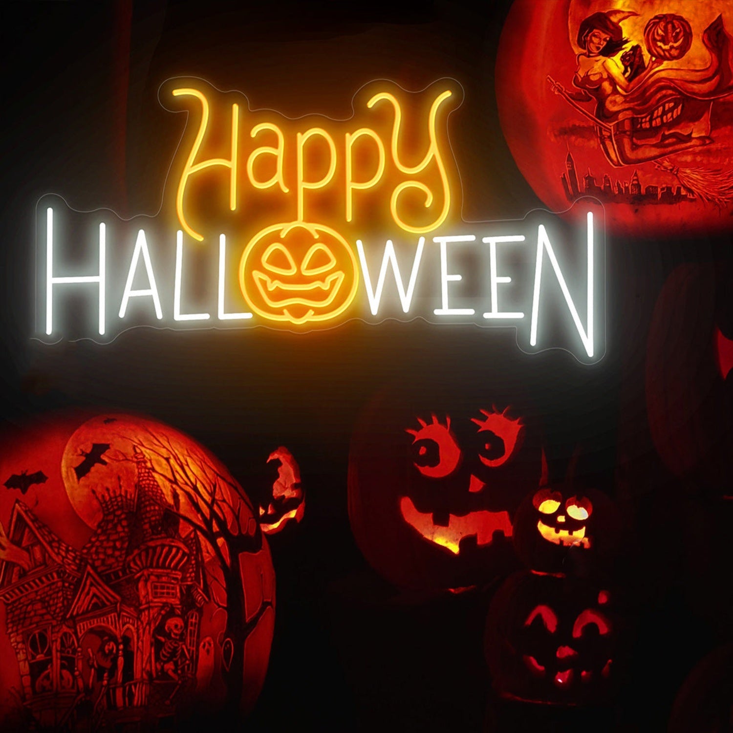 Happy Halloween Neon Sign Pumpkin Decor | Shineneon
