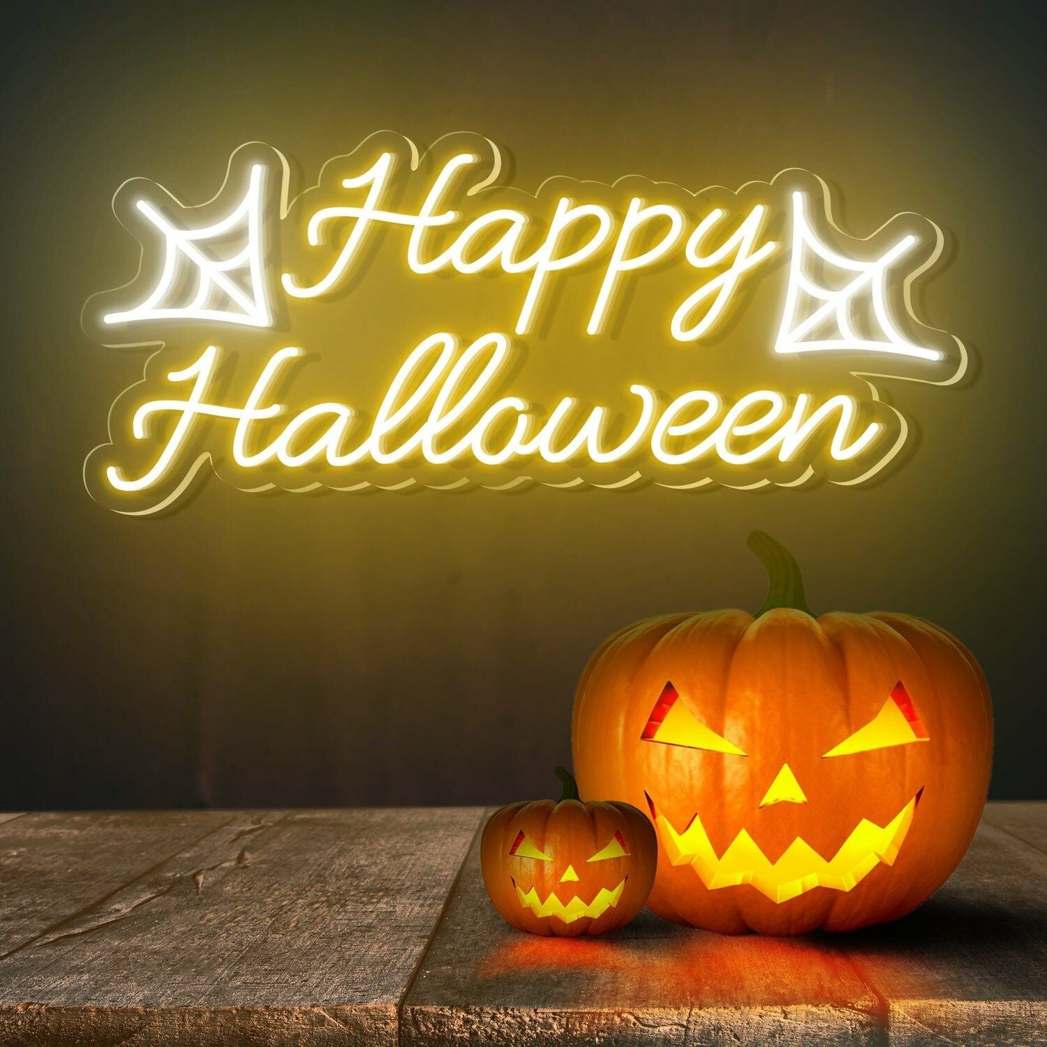Happy Halloween Words Spider Halloween Decor | Shineneon