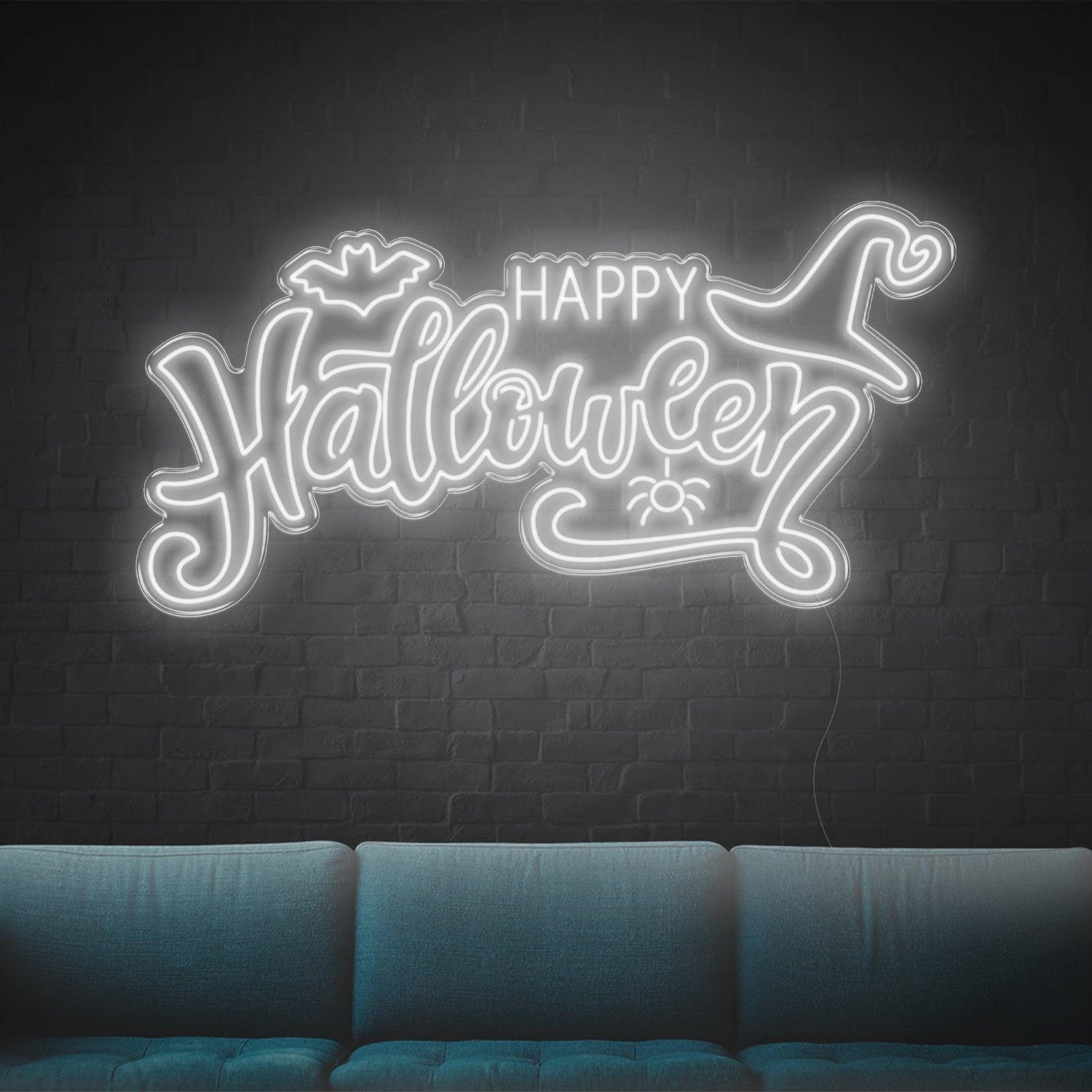 Happy Halloween Yellow Bat Spider Led Neon Sign For Indoor Party Decor | Shineneon