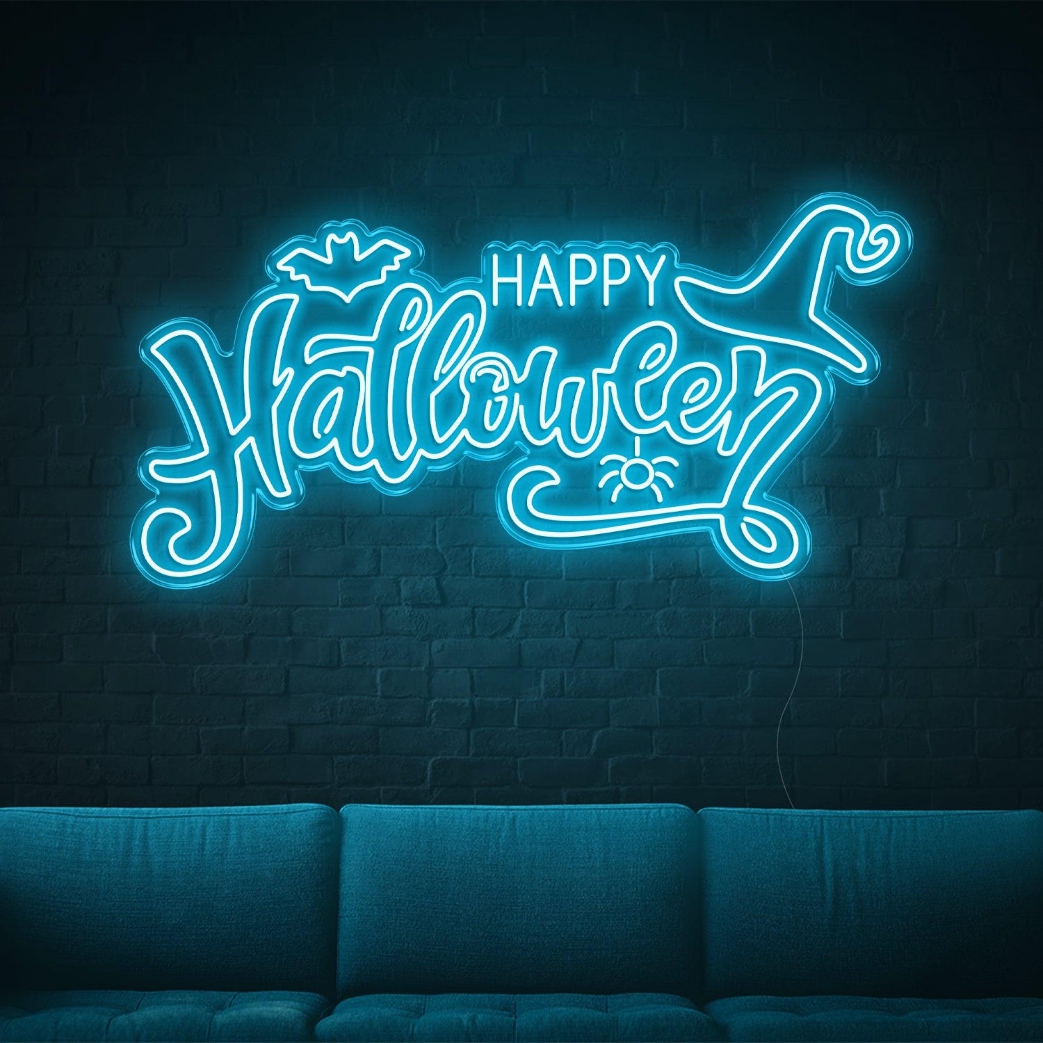 Happy Halloween Yellow Bat Spider Led Neon Sign For Indoor Party Decor | Shineneon
