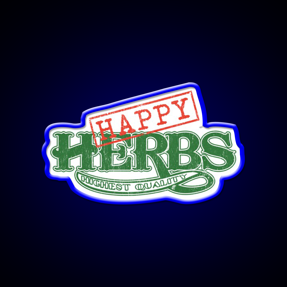 Happy Herbs Vintage Hemp Inspired Green Leaf Led Neon Sign Rgb Color - LED neon sign view 5
