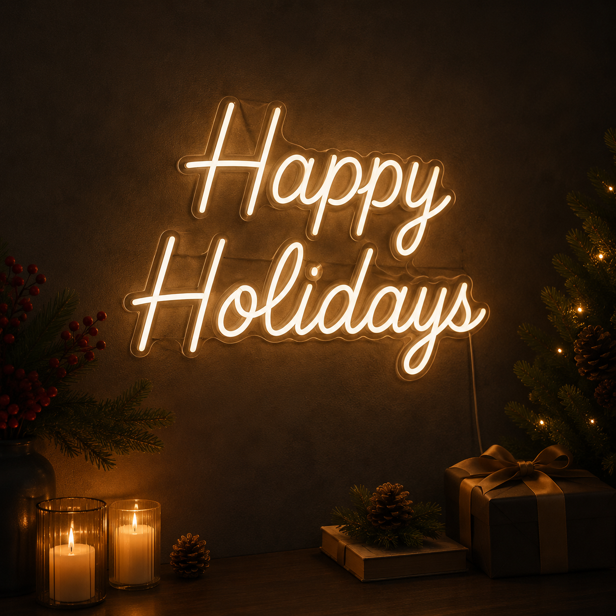Happy Holidays LED Neon Sign Wall Neon Sign - 02 High-Converting Product Image