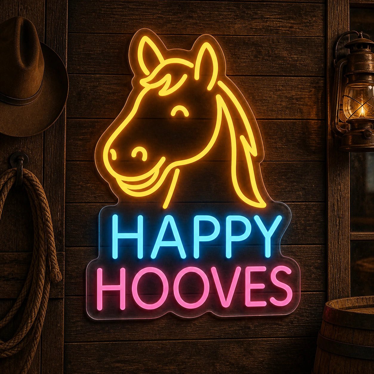 Happy Hooves Smiling Horse Vintage LED Neon Sign - Shineneon