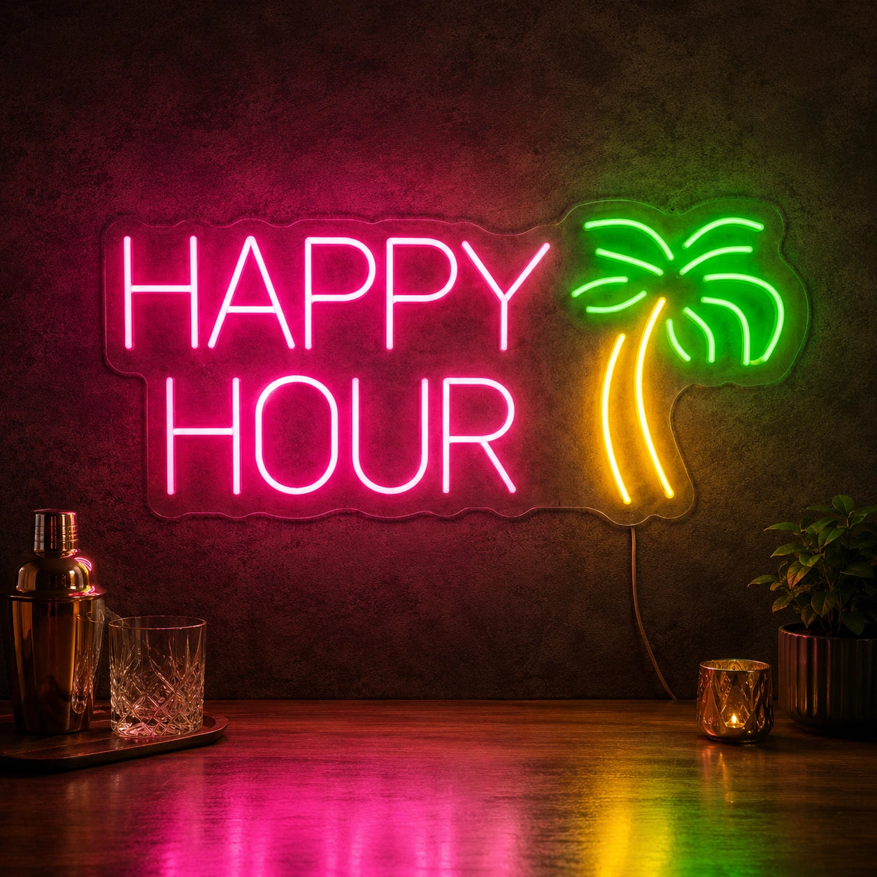 Happy Hour Bar Neon Sign LED Neon Sign high-converting product image