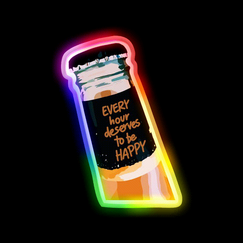 Happy Hour Beer Bar Decor Led Neon Sign Rgb Color - LED neon sign close-up detail