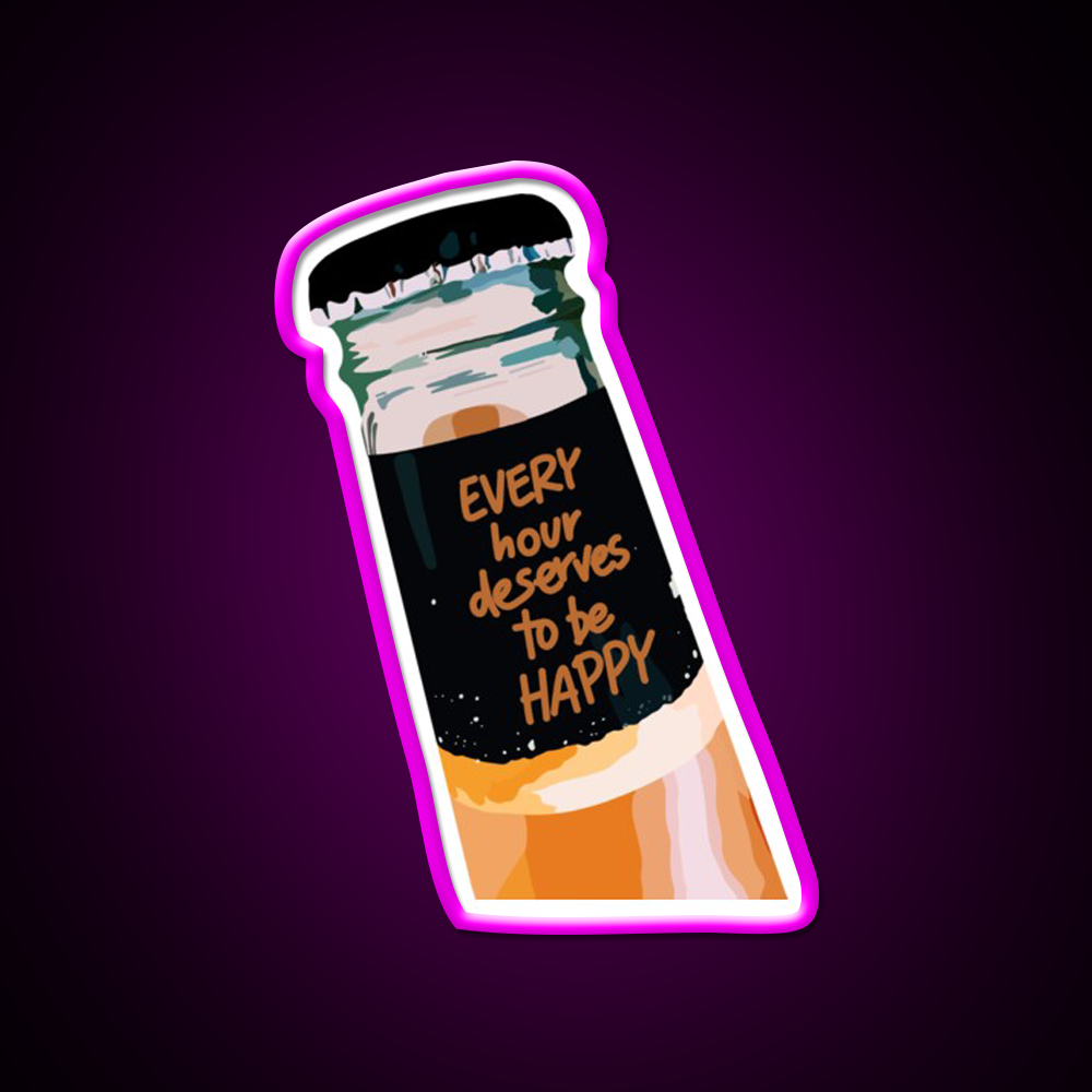 Happy Hour Beer Bar Decor Led Neon Sign Rgb Color - Neon sign mounted on wall in room