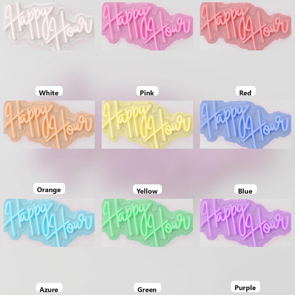 Happy Hour Business LED Neon Sign - 05 Color Grid