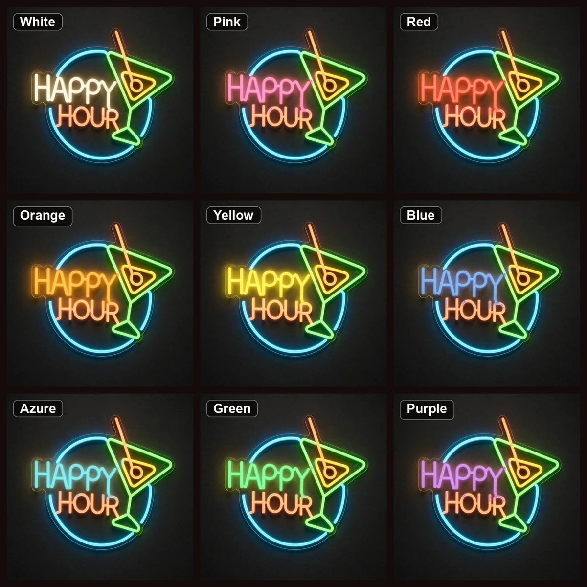 Happy Hour Cocktail LED Neon Sign - Shineneon