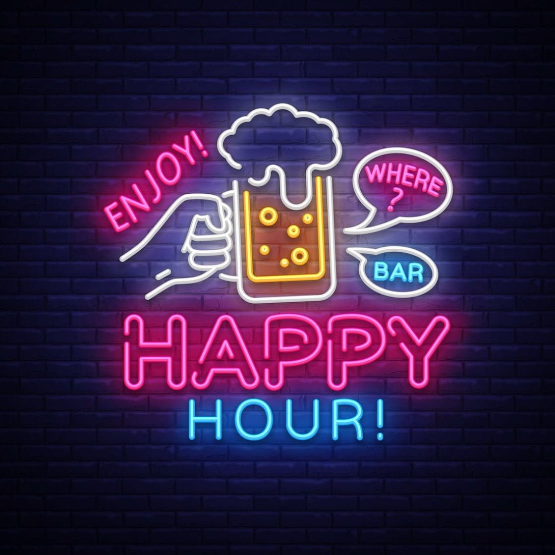 Happy Hour Enjoy Where Bar Led Sign Business Neon Sign - Shineneon
