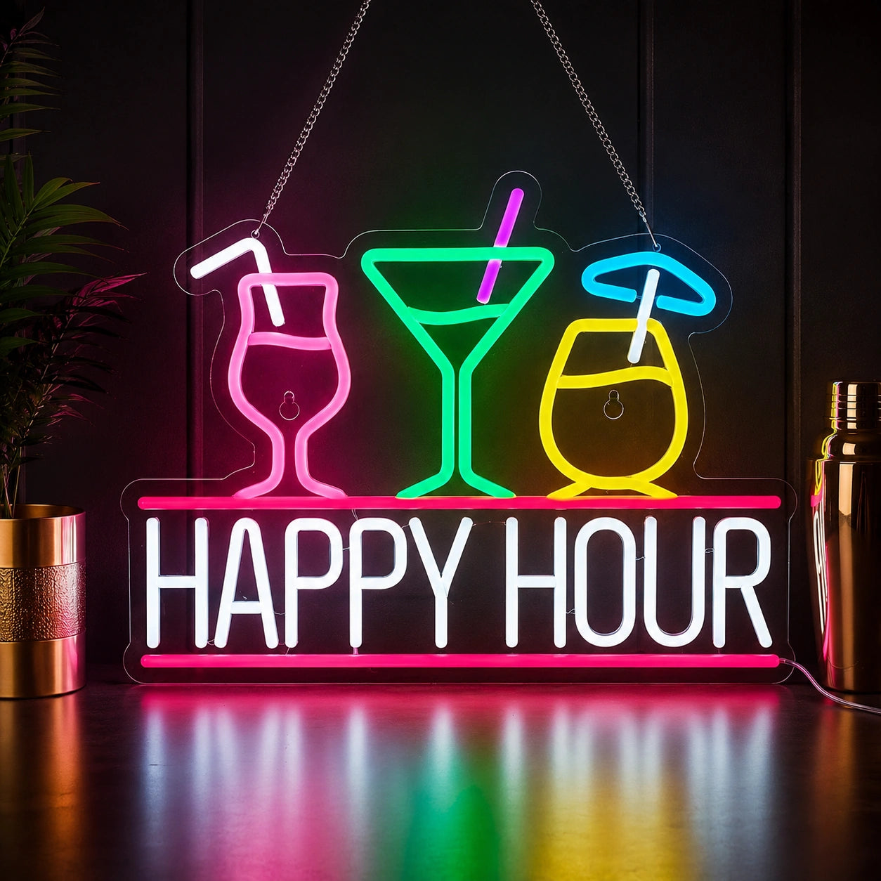 Happy Hour Glasses Neon Sign LED Neon Sign high-converting product image