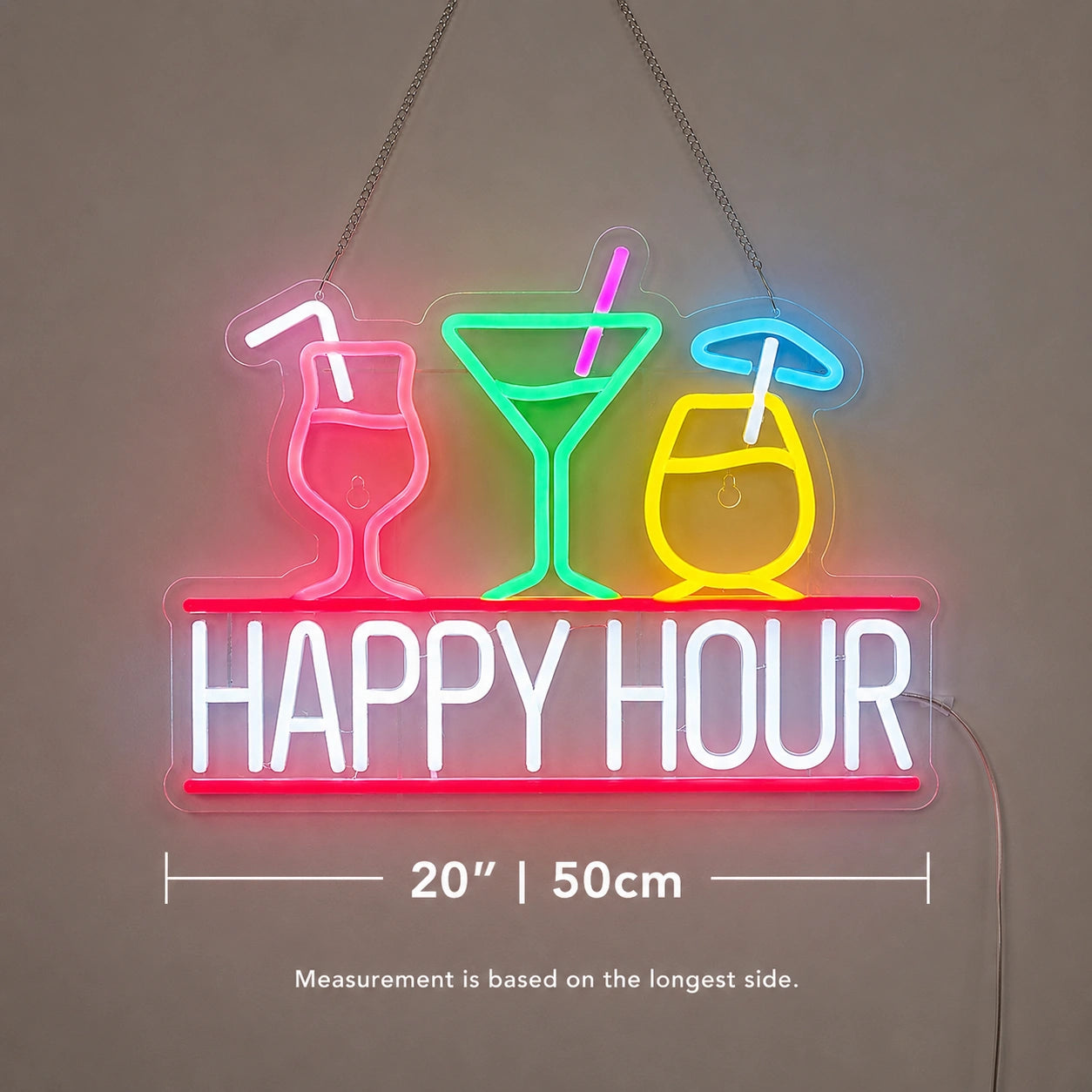 Happy Hour Glasses Neon Sign LED Neon Sign size image